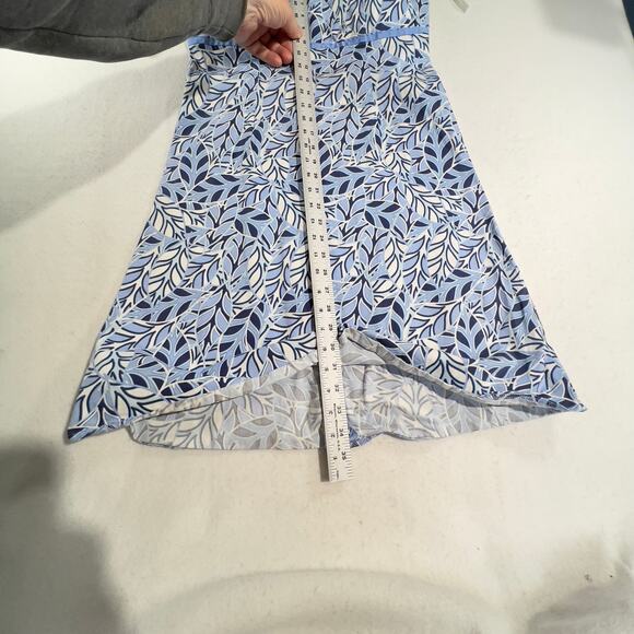 Bay Studio Mini Dress Sz 8 Blue White Floral Back Zip Pleat Detail Resort Cruise - Picture 5 of 11